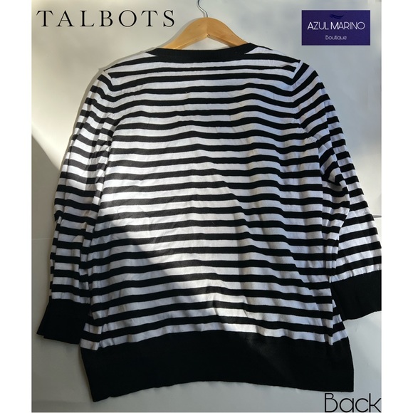 Talbots — Striped Cardigan w/ floral sequin •Cardigan con lentejuelas de flores• - Picture 6 of 8